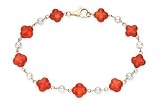 10K Yellow Gold Red Coral Cultured Freshwater Pearl Bracelet