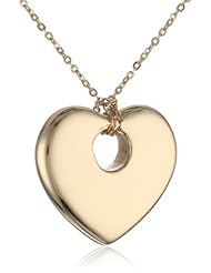 14k Italian Yellow Gold Heart Necklace, 17"