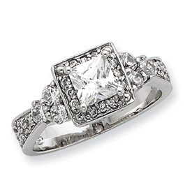 Sterling Silver Square CZ Ring - Size 6 - JewelryWeb Sterling Silver Square CZ Ring - Size 6 - JewelryWeb