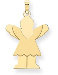 14k Solid Satin Engravable Girl w/Ruffled Skirt Charm