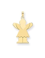14k Yellow Gold Solid Satin Engravable Girl with Ruffled Skirt Charm