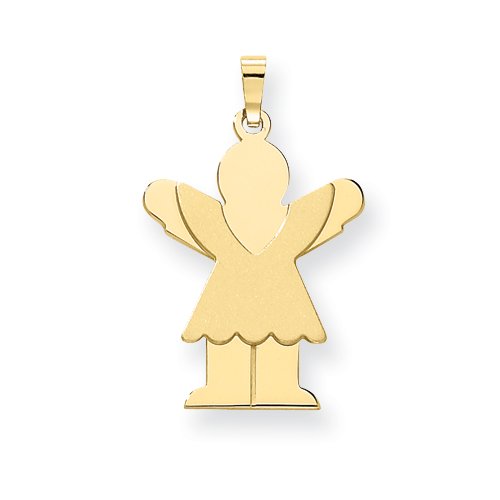 14k Solid Satin Engraveable Girl with Ruffled Skirt Charm
