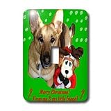Sandy Mertens Christmas Dog Designs - Christmas German Shepherd and Friend - Light Switch Covers - single toggle switch ~ 3dRose