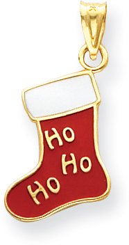 Christmas Stocking Charm, 14K Yellow Gold