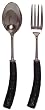 Decorative Salad Server Set with Ebony Resin Handles
