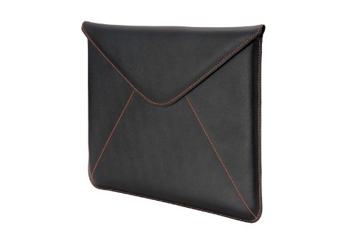 NavJack - iPad Premium Slip Case with Magnetic Clasp Flap - Black with Orange Stitching
