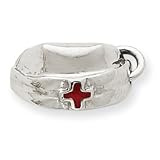 14k White Gold Enameled Nurse Cap Charm