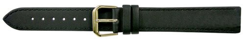 Apollo 16mm Uhrenarmband Leder schwarz mit abgesteppter Ziernaht, Unterseite Nubuck