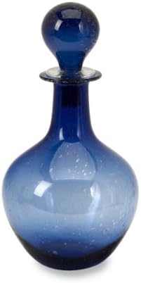 16.25"h Large Blue Glass Bottle Accent