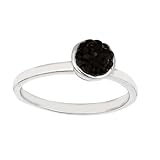 IMAGE OF Sterling Silver Crystal Rhodium Plated Ring With Round - Size 6 - JewelryWeb