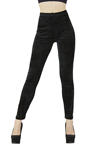 D&K Monarchy Women's Full Length Velour Leggings, Black, Medium/Large