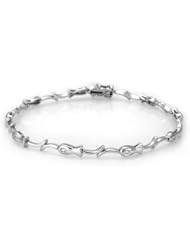 14k Solid White Gold 0.15cttw Diamond Sea Life Bracelet