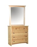 Maco Furniture Shaker Solid Pine 5 Drawer 39" Dresser with Optional Mirror