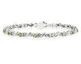10k White Gold Diamond and Peridot Bracelet