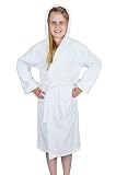 Girls and Boys Kids Hooded Terry Turkish Robe Bathrobe 100% Cotton White, Large, Age: 7-11