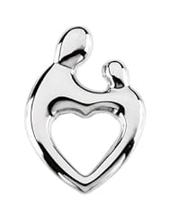 CleverEve Designer Series 14K White Gold Mother & Child Heart Pendant 19.25 x 13.50mm