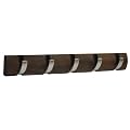 Hochwertige Design Holz-Metall Garderobe mit 5 Klapphaken, Walnuss/matt chrom