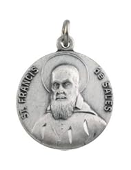 CleverEve Designer Series Sterling Silver Saint Francis de Sales Medal Necklace w/ 18" Chain
