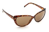 Zoom Boulevard Cat Eye-Style Plastic Frame Sunglasses, Retro Tortoise Frame/Brown Lens
