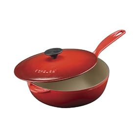 Le Creuset Enameled Cast-Iron 2-1/4-Quart Saucier Pan, Red: Kitchen &amp; Dining