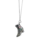 Sterling Silver Inaly Victorian Style Lace Up Boot Pendant Necklace