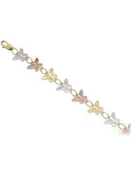 Butterfly Bracelet in 14K Tri-Color Gold