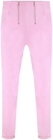 Thin zipper capris pencil pants female plus size elastic candy color casual Pink Size 4XL