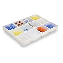 TrippNT 50055 White Polystyrene Plastic Drawer Organizer, 12 Compartments, 16.8" Width x 2.4" Height x 12.9" Depth