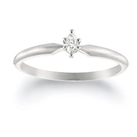 10k White Gold Marquise Cut Solitaire Diamond Engagement Ring (1/10 ct, J-K Color, I2-I3 Clarity), Size 5