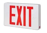 Emergency LED Exit Sign, Universal (single/double face), Red Letters, White Housing, 120/277 VAC, Damp Location Listed