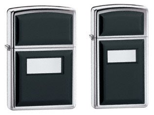 Zippo Lighter Set - Ultralite Black High Polish Chrome, and Slim Ultralite Black, Pack of Two