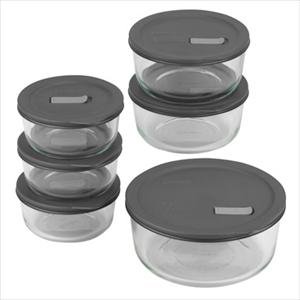No Leak Lids Twelve Piece Storage Vessels Set with Plastic Lids