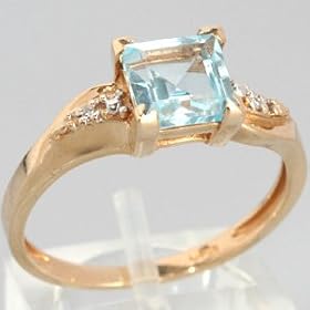 10K Yellow Gold Blue Topaz and Diamond Ring - OldCities Estate Jewelry by 