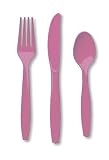 Creative Converting Premium Plastic Cutlery (Fork, Spoon, Knife) Assortment, Candy Pink Color, Package Of 24,   (Pack of 12)