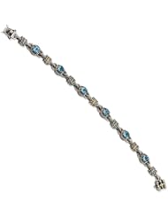 Sterling Silver w/14k Gold 4.57Swiss Blue Topaz 7.5in Bracelet
