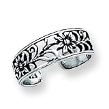 Sterling Silver Antiqued Floral Toe Ring