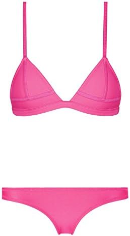 Skyjoy Women Neoprene Bikini In Bright Color Neon Binding Swimsuit Swimwear (S:US0-2, rose)