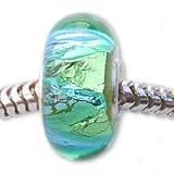 Blue Green Foil Murano glass Charm Bead Fits Chamilia And Pandora Bracelets