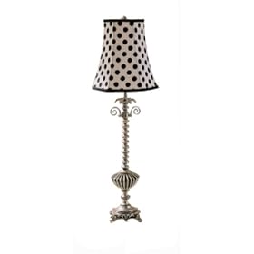 Urban Funk Table Lamp with Striped Glass Ball Stem, Antique Silver Finish, Polka Dot Shade From CBK Home Lighting