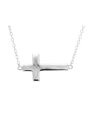 Sterling Silver Shiny Cable Cross Ladies Necklace