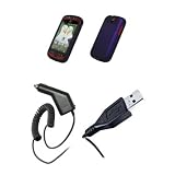 T-Mobile myTouch 3G Slide - Purple Rubberized Snap-On Cover Hard Case Cell Phone Protector + Rapid Car Charger + USB Data Charge Sync Cable for T-Mobile myTouch 3G Slide