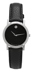 Movado Women's 606087 Museum Black Leather Strap Watch