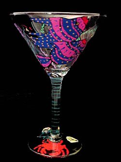 Angel Fish Design - Hand Painted - Grande Martini - 7.5 oz. - 10 oz.