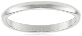 Women's 10k White Gold 2mm Traditional Plain Wedding Band, Size 5.5