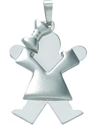 14K White Gold The Kids Puffed Girl Charm Jewelry