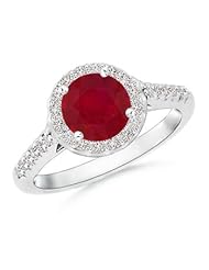 Halo Diamond and Round Ruby Engagement Ring- 1.6 ct TGW