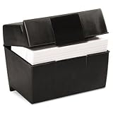 Oxford 01581 - Plastic Index Card Flip Top File Box Holds 500 5 x 8 Cards, Matte Black-ESS01581