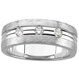 14K White Gold Diamond Man's Wedding Band - 0.33 Ct.