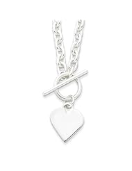 Sterling Silver 18 Inch Engraveable Heart Toggle Necklace