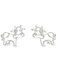 Sterling Silver Childrens Cow Button Earrings